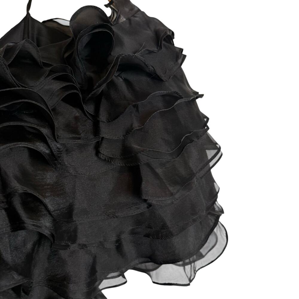 Mac Duggal Black Ruffle Layered One Shoulder Evening Formal Gown Size 8 - Picture 7 of 10